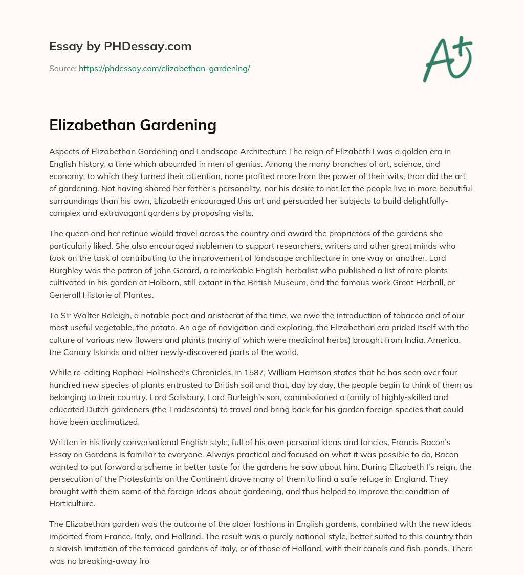 Elizabethan Gardening essay