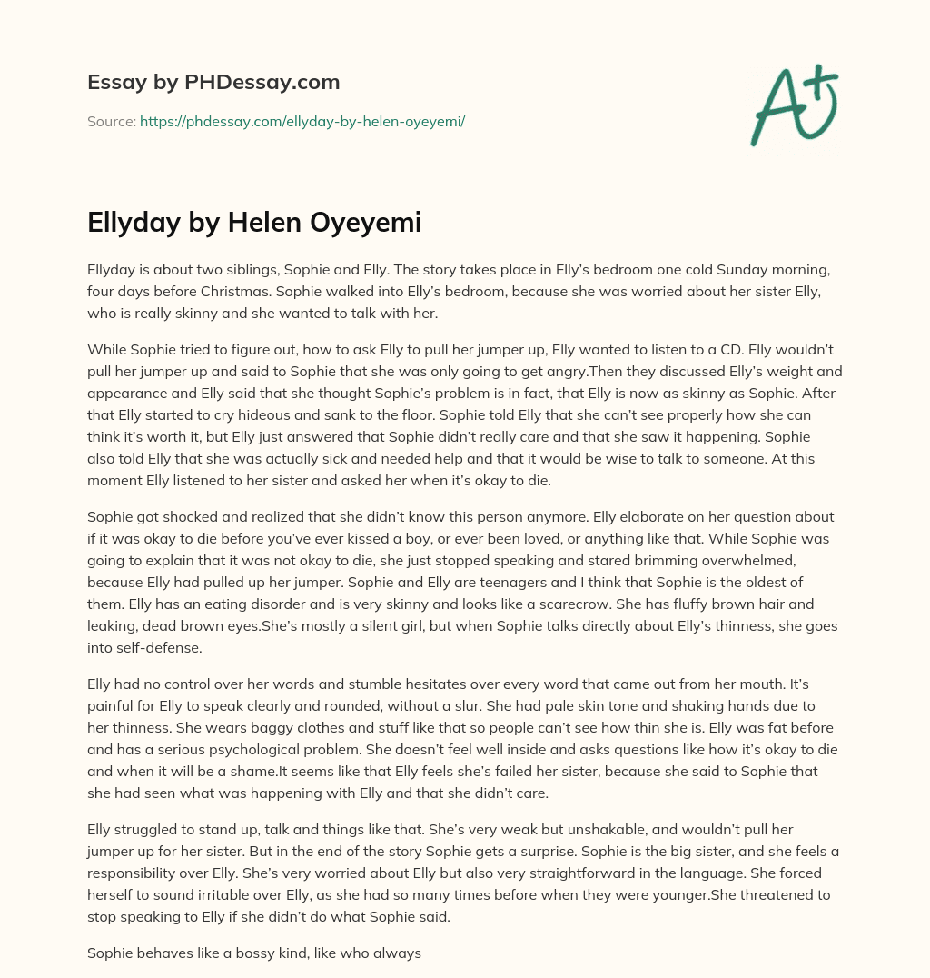 Ellyday by Helen Oyeyemi essay