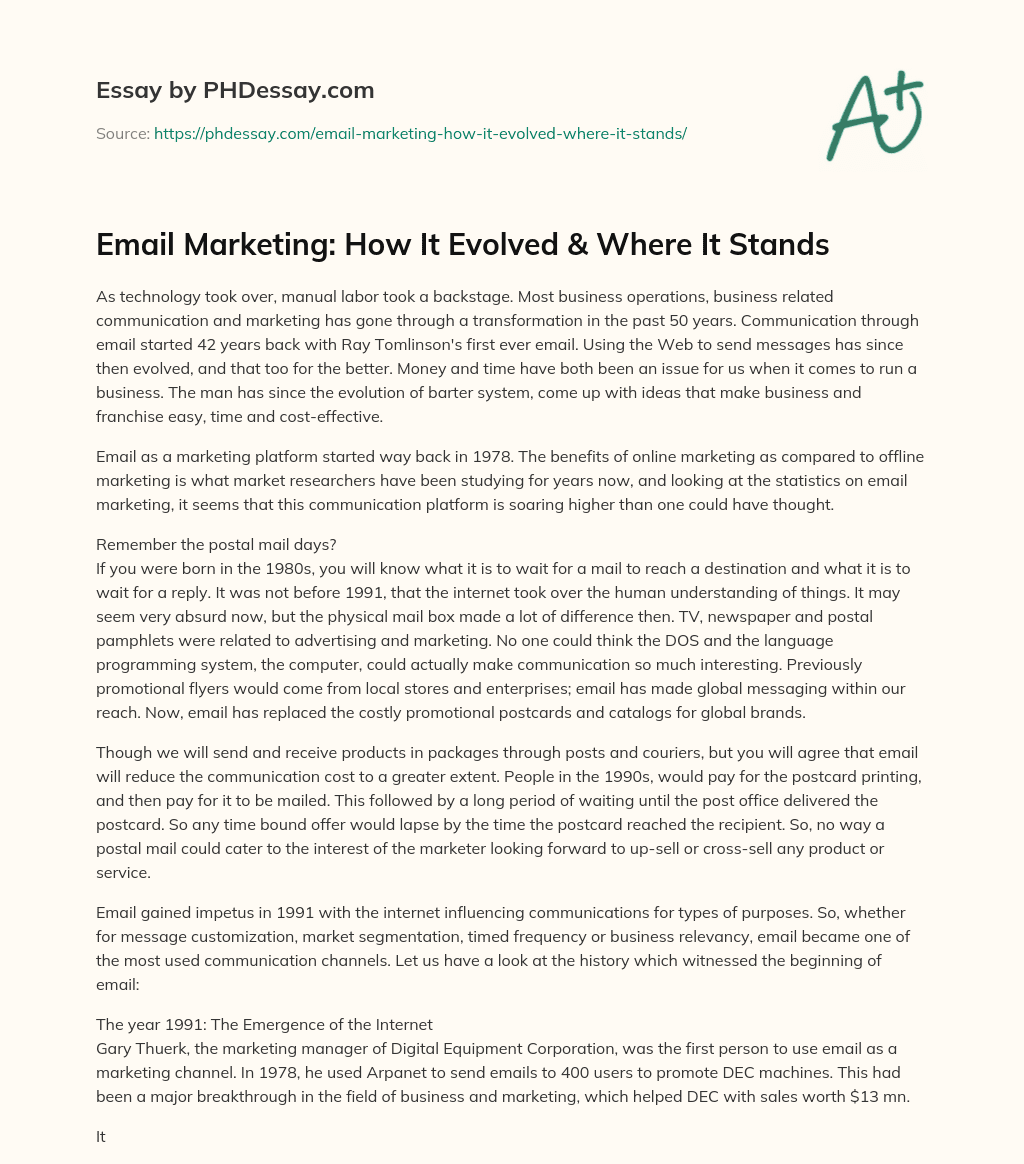 Email Marketing: How It Evolved & Where It Stands essay