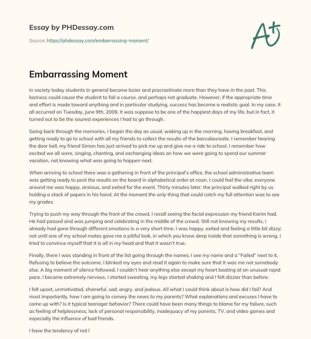 story about embarrassing moment essay