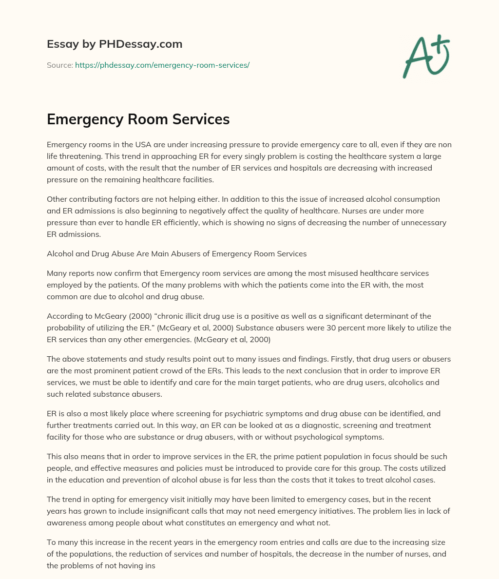 Emergency Room Services essay