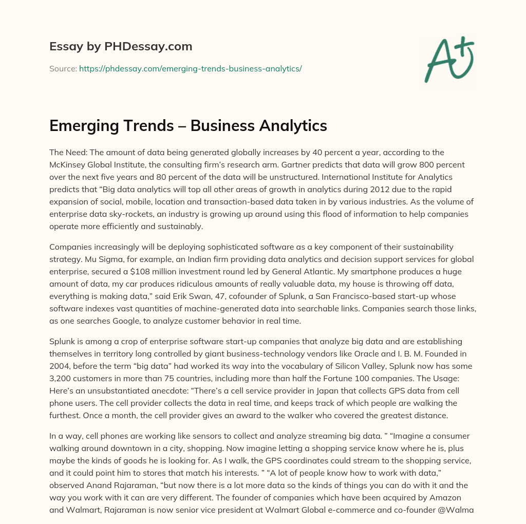 Emerging Trends – Business Analytics essay