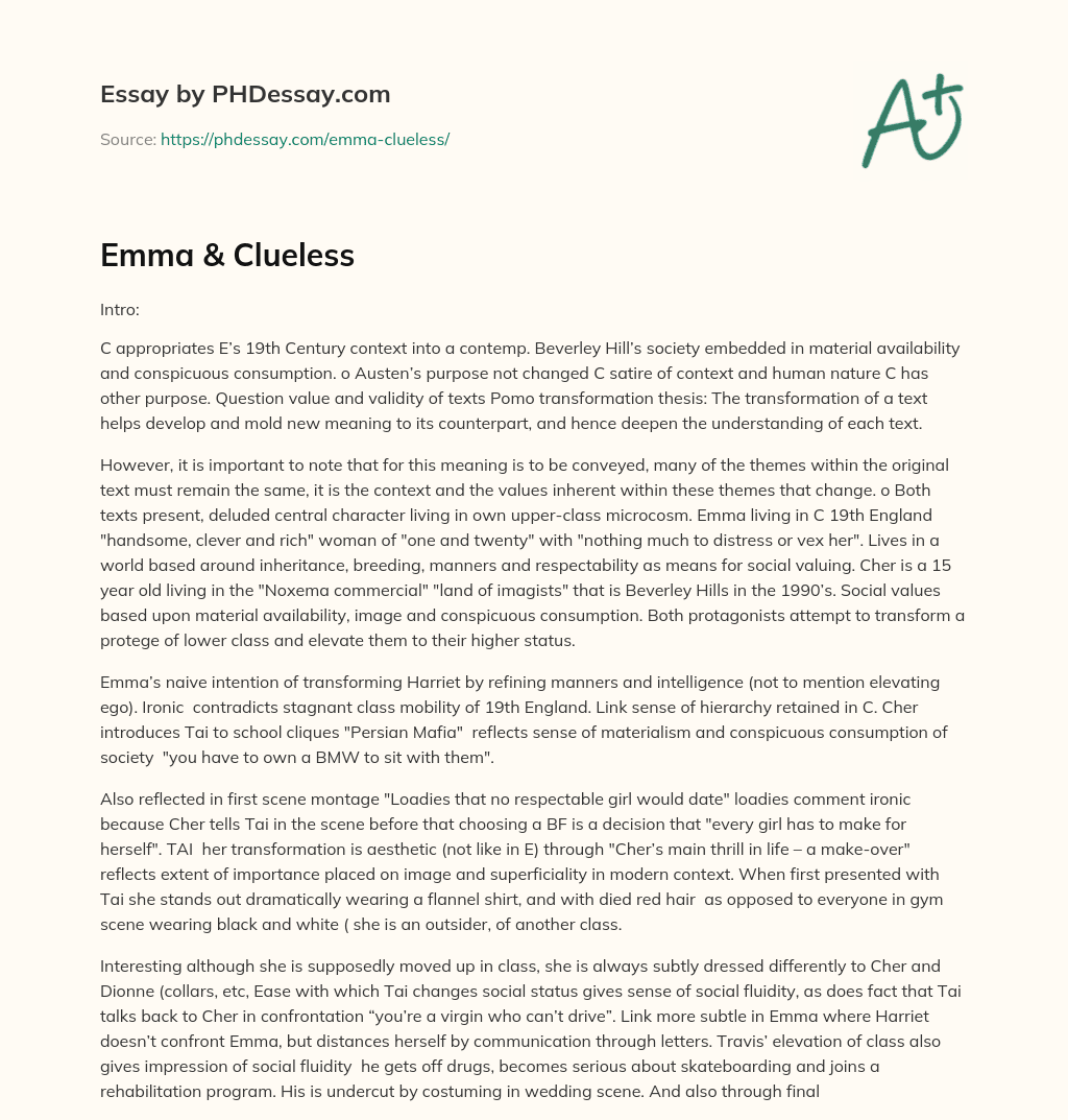 Emma & Clueless essay