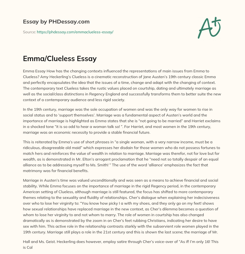 Emma/Clueless Essay essay