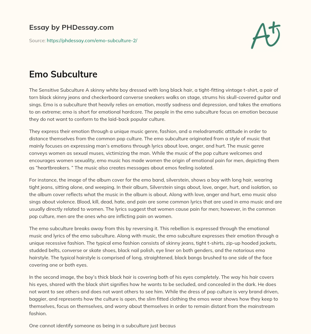 Emo Subculture essay