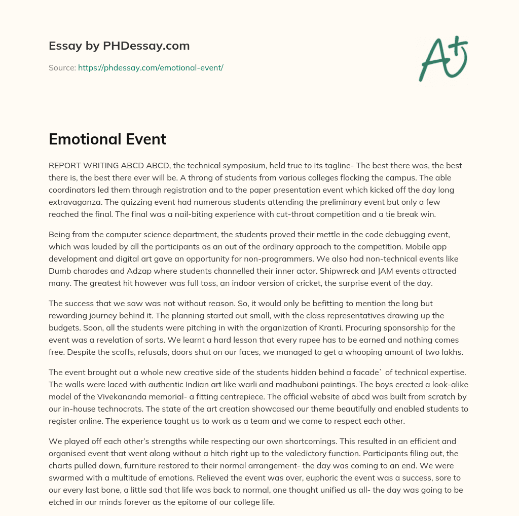 Emotional Event essay