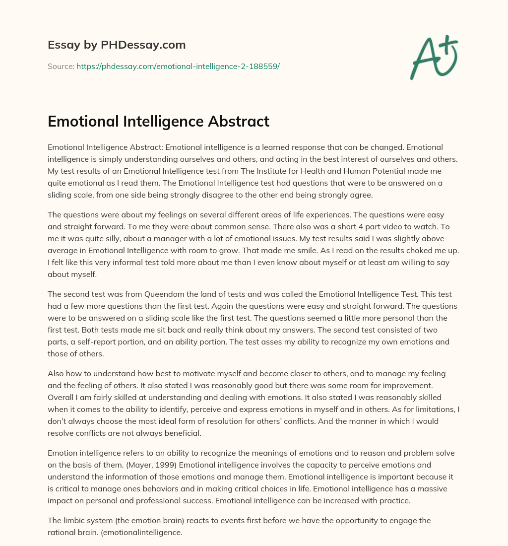 Emotional Intelligence Abstract essay
