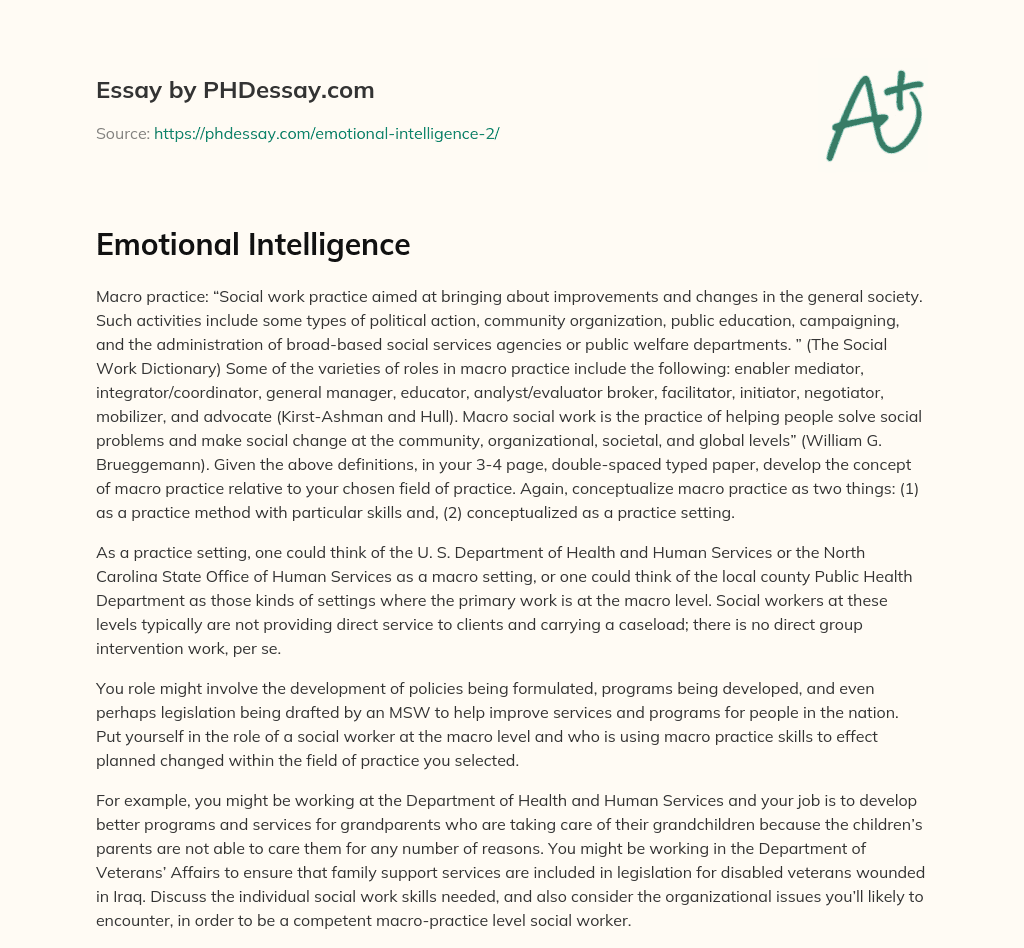 Emotional Intelligence essay