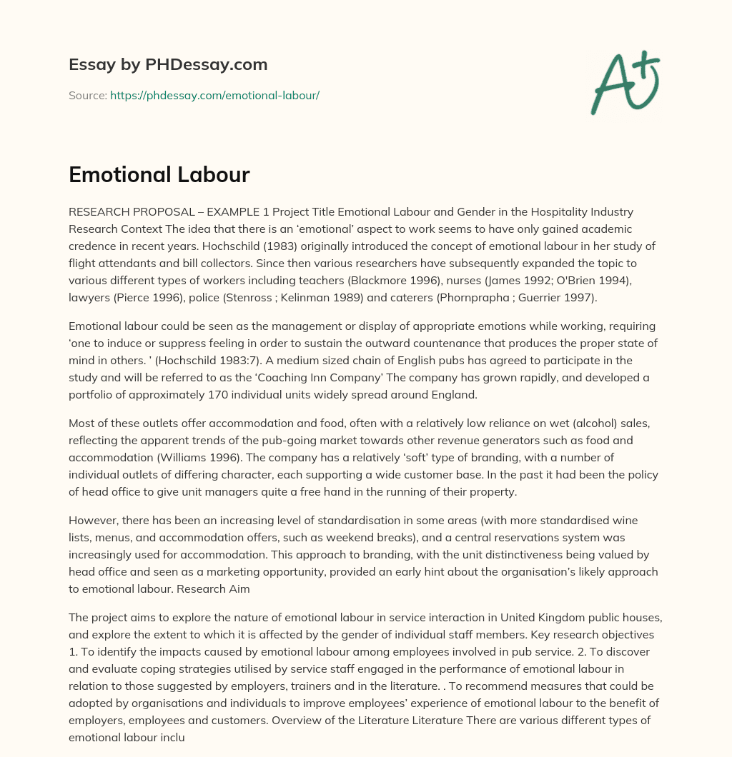 Emotional Labour essay