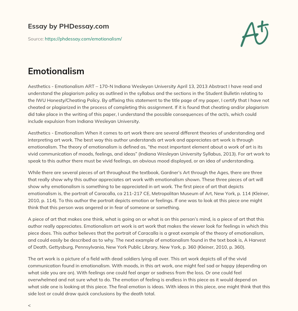 Emotionalism essay