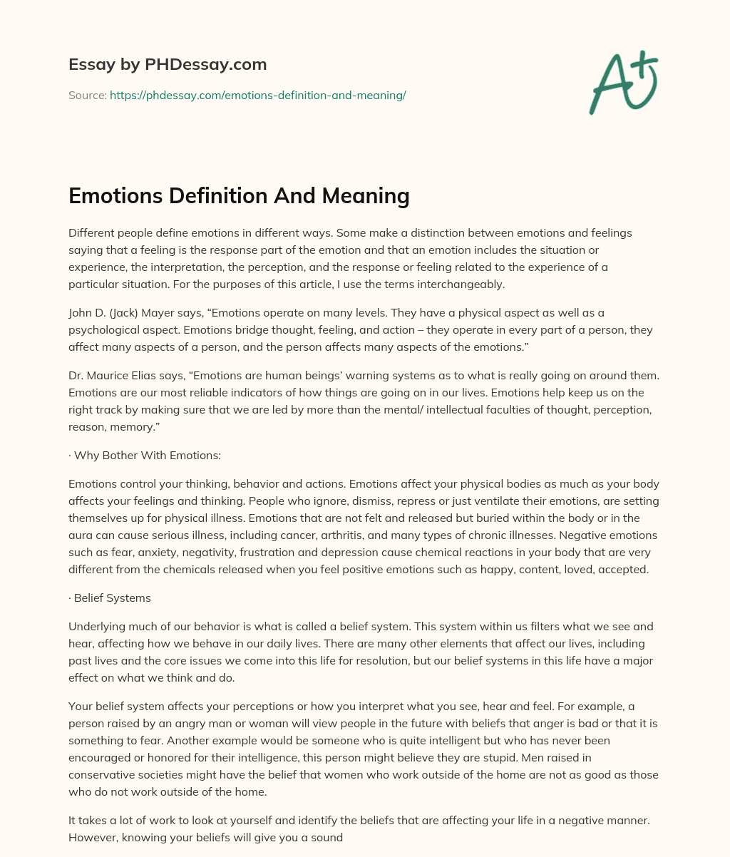 Emotions Definition And Meaning essay