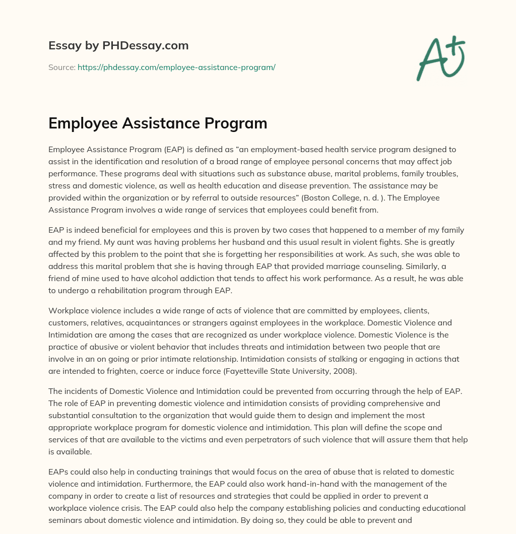 essay on employee assistance program