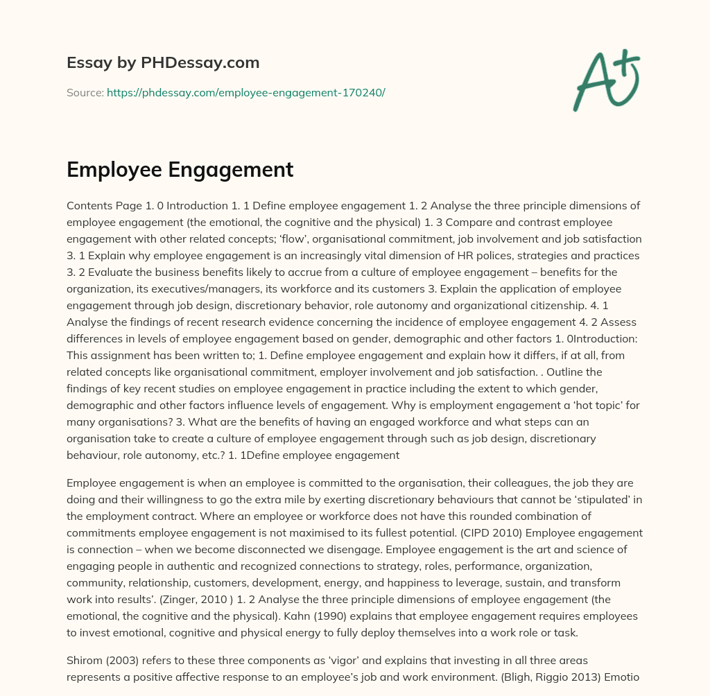 Employee Engagement essay