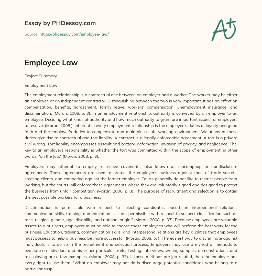 employment law example essay