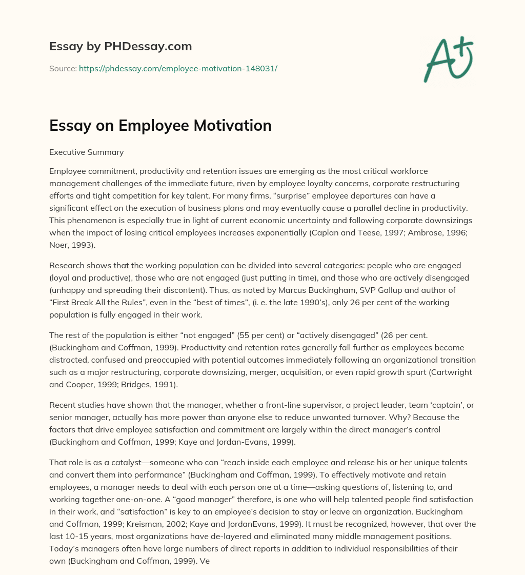 employee motivation dissertation samples