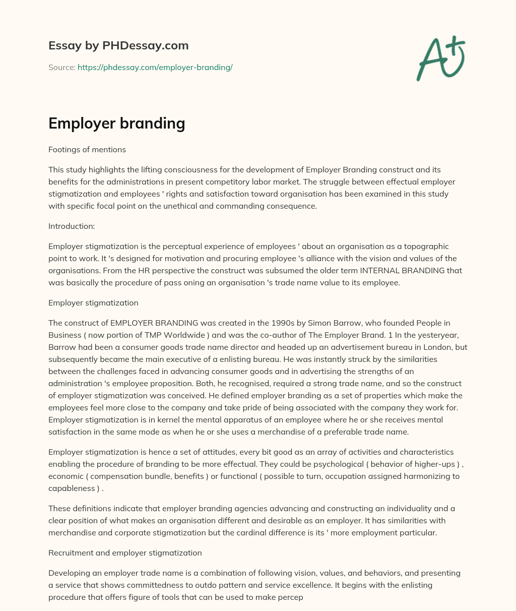 Employer branding essay