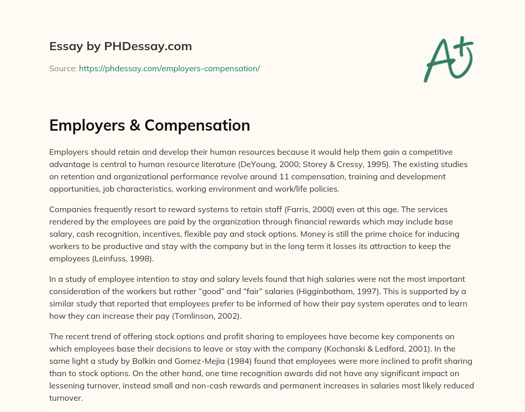 Employers & Compensation essay