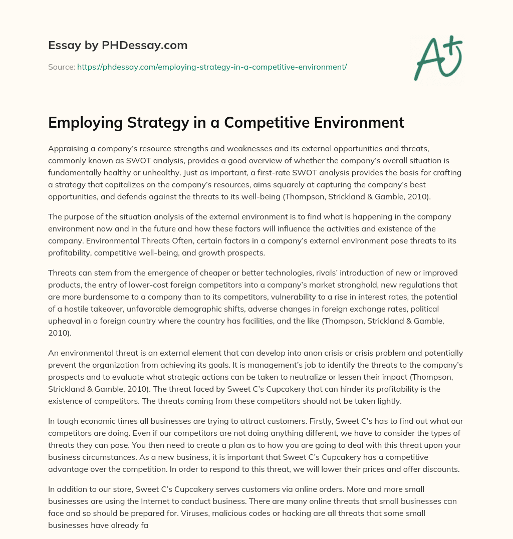 Employing Strategy in a Competitive Environment essay