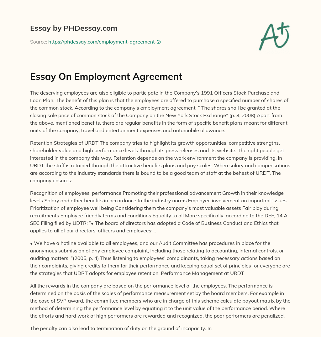 Essay On Employment Agreement essay