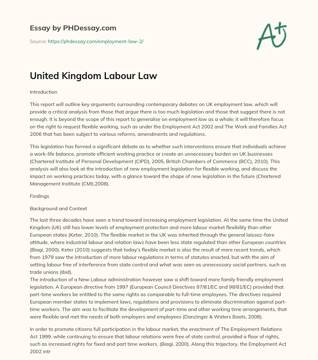United Kingdom Labour Law essay