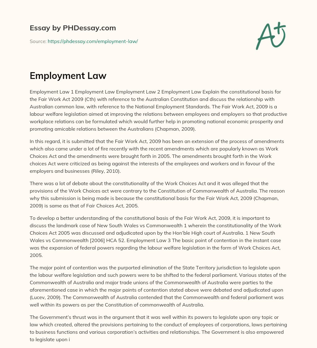 Employment Law essay