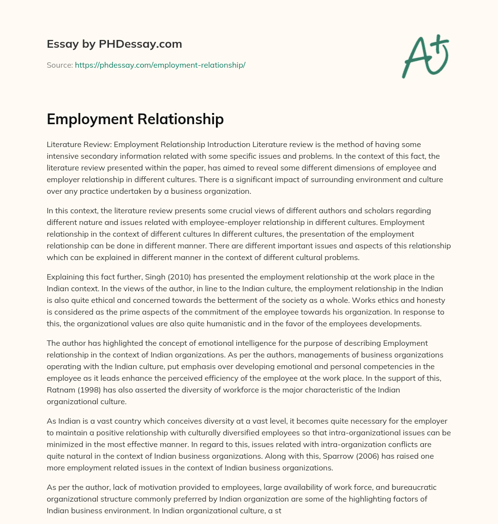 Employment Relationship essay