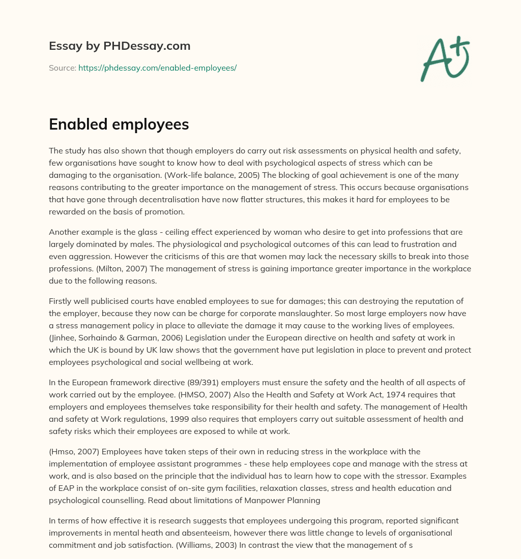 Enabled employees essay