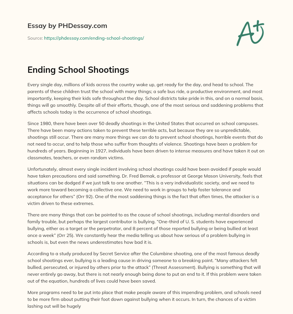 Ending School Shootings essay