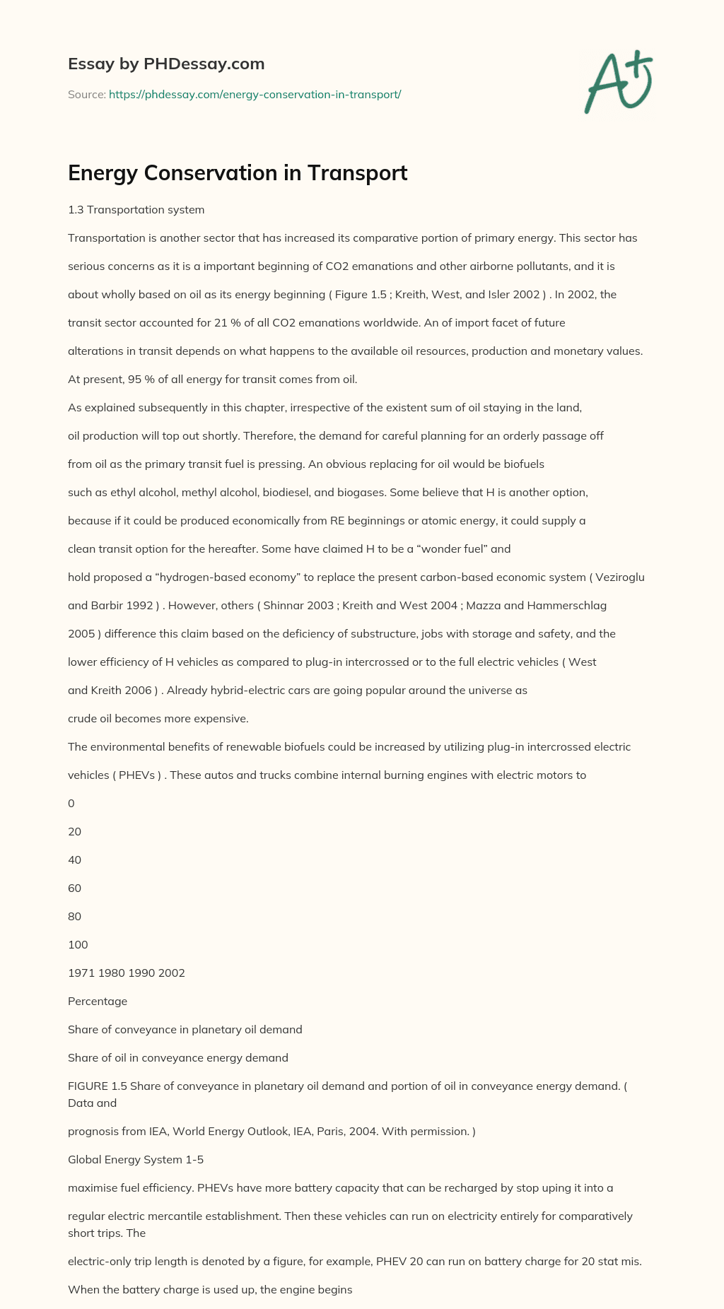 Energy Conservation in Transport essay