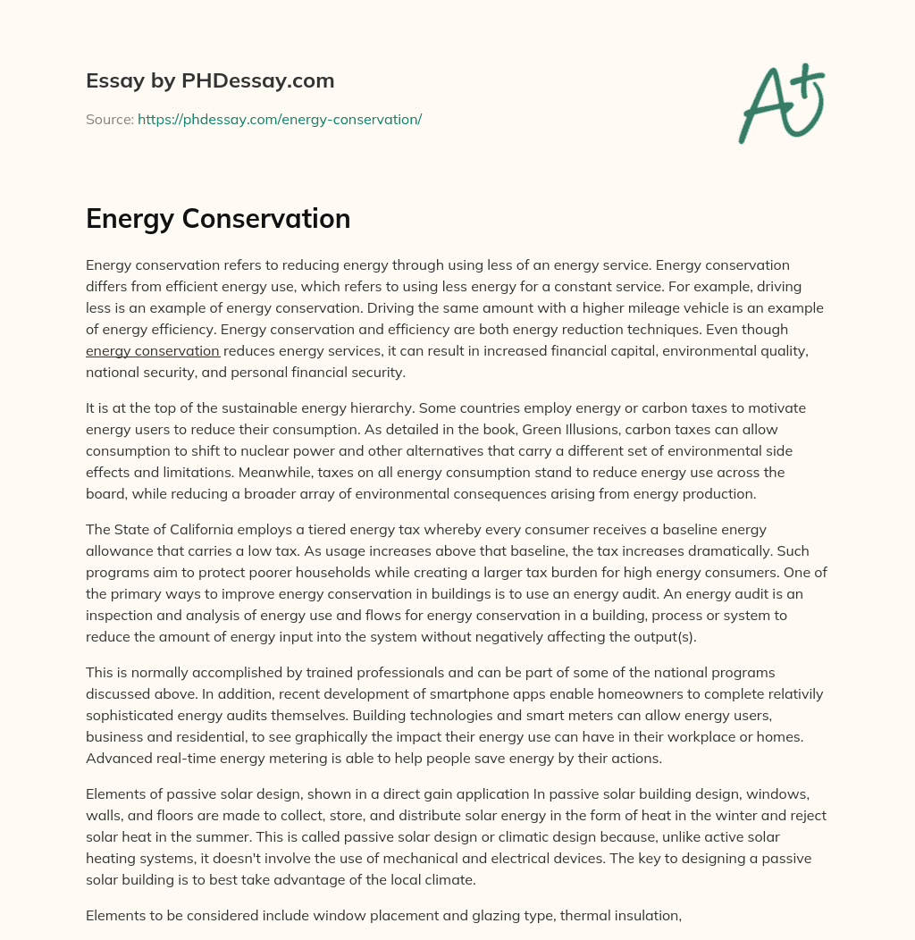 Energy Conservation essay
