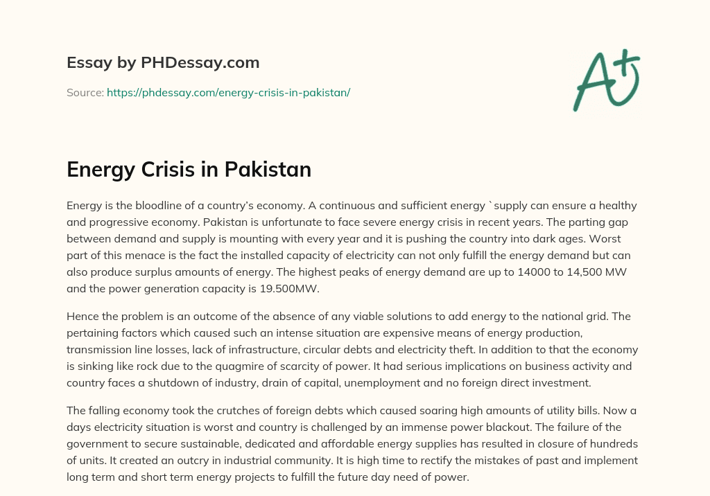essay energy crisis in pakistan