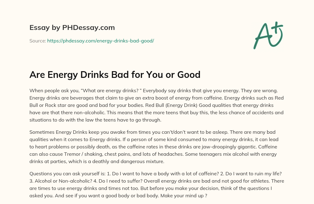 essay on energy drinks are dangerous