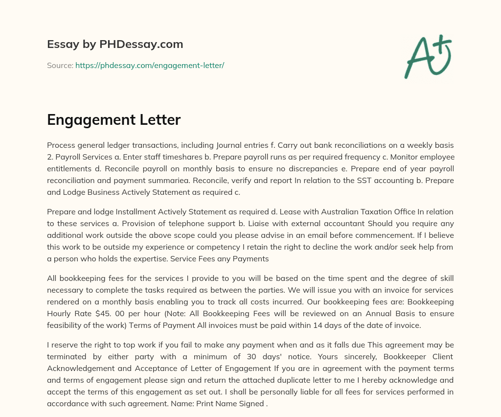 Engagement Letter essay