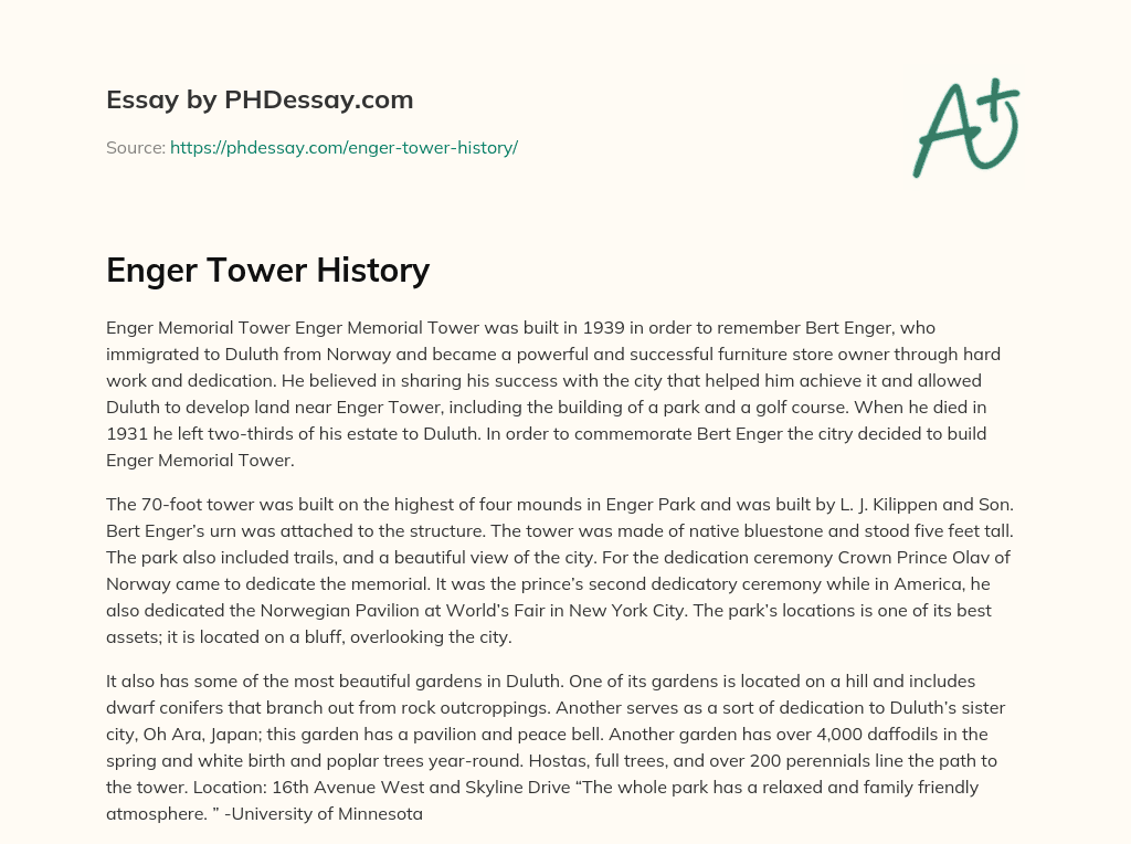 Enger Tower History essay