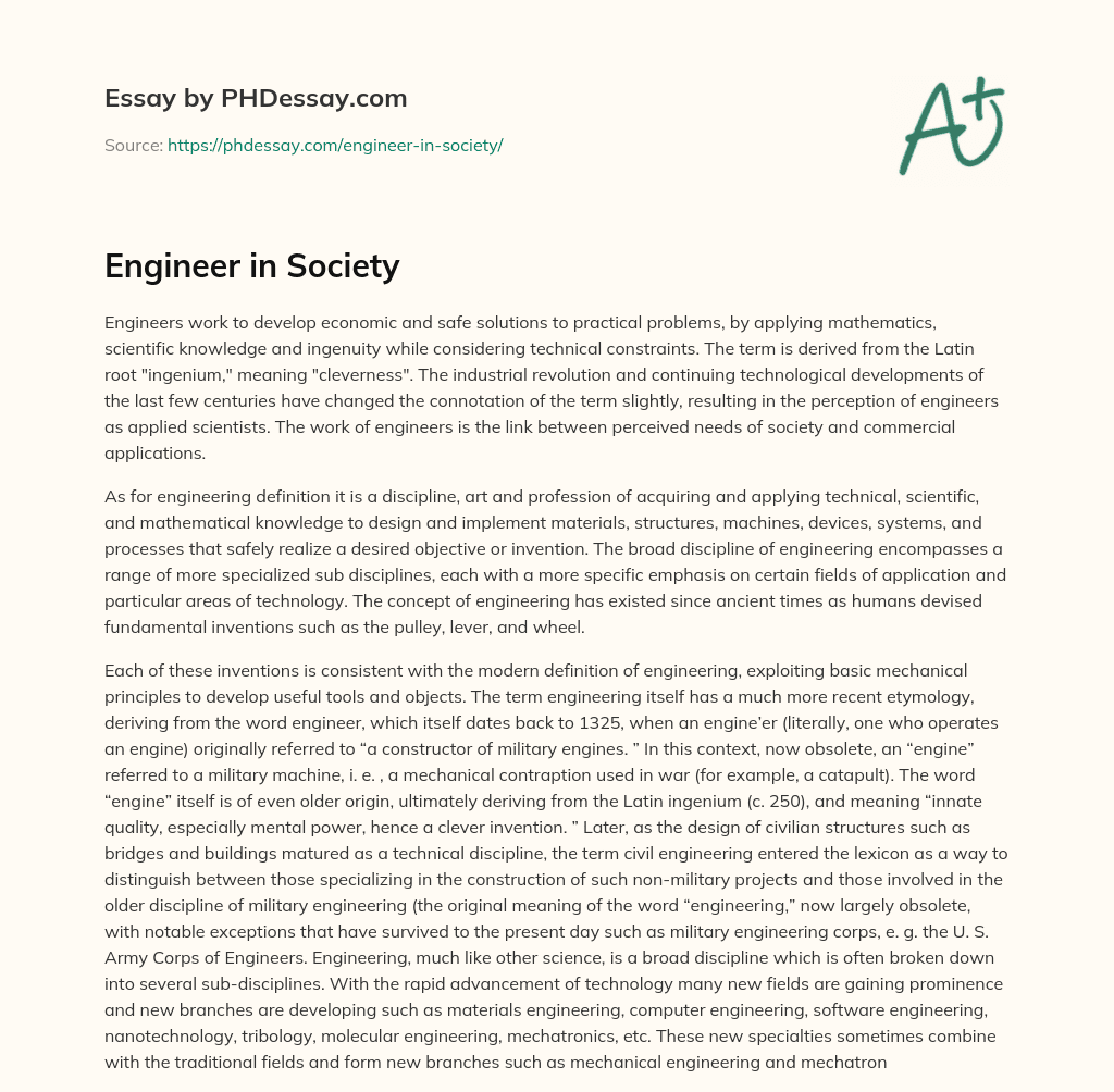 assignment of engineering in society