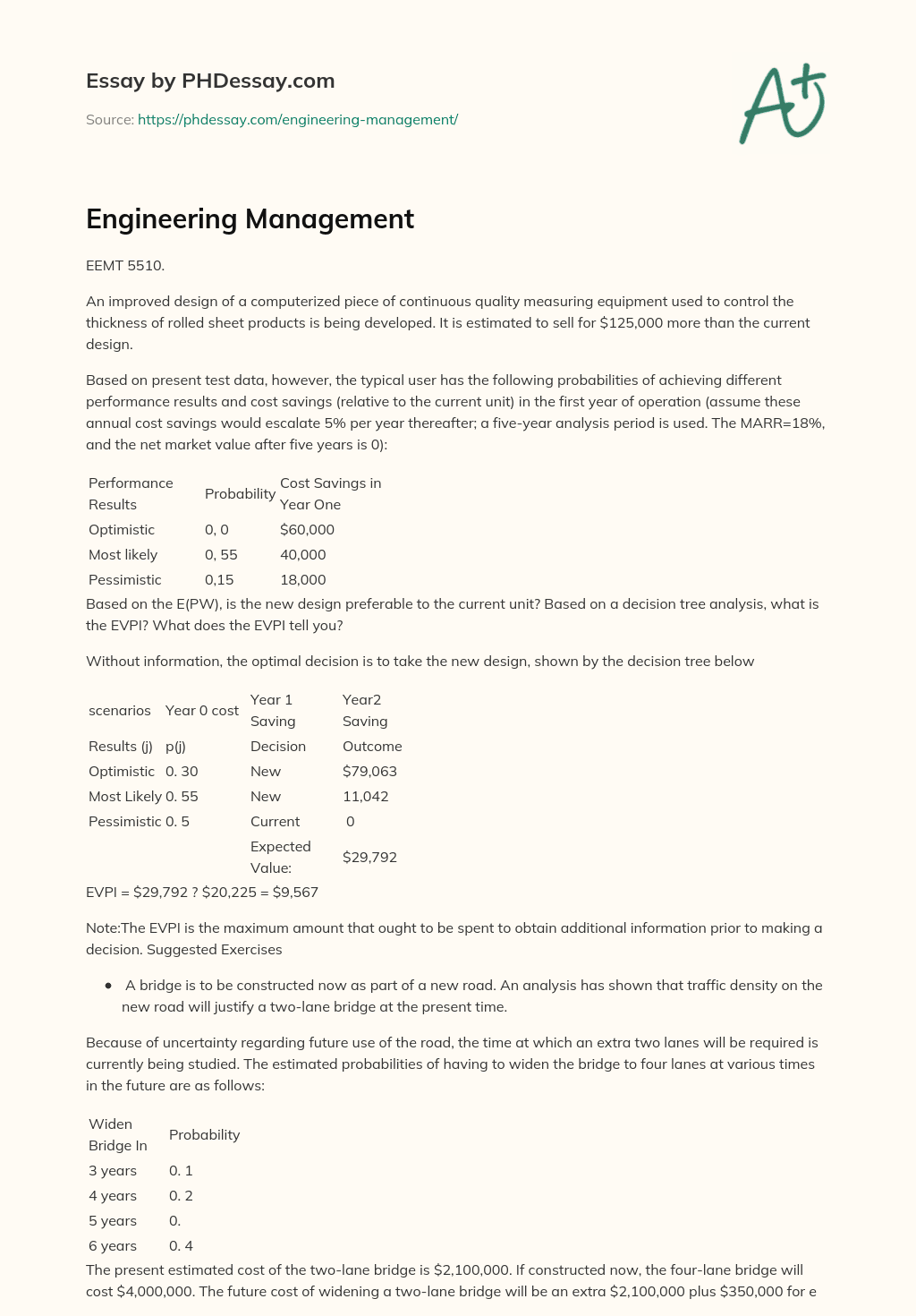 essay about engineering management