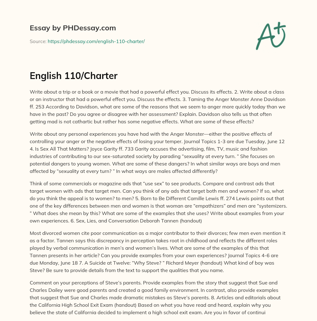 English 110/Charter essay