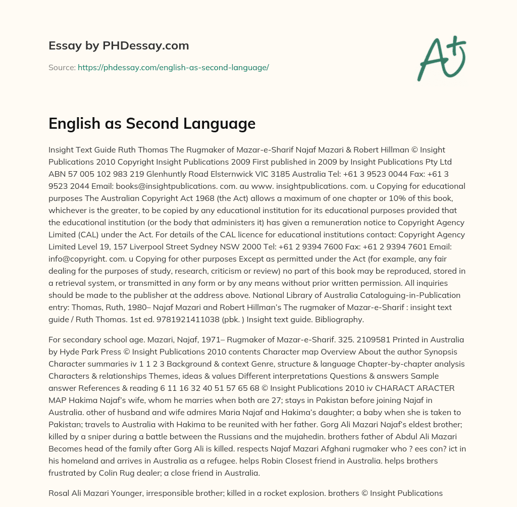 english as a second language essay examples