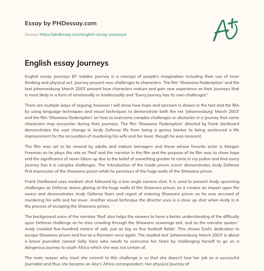 English essay Journeys essay