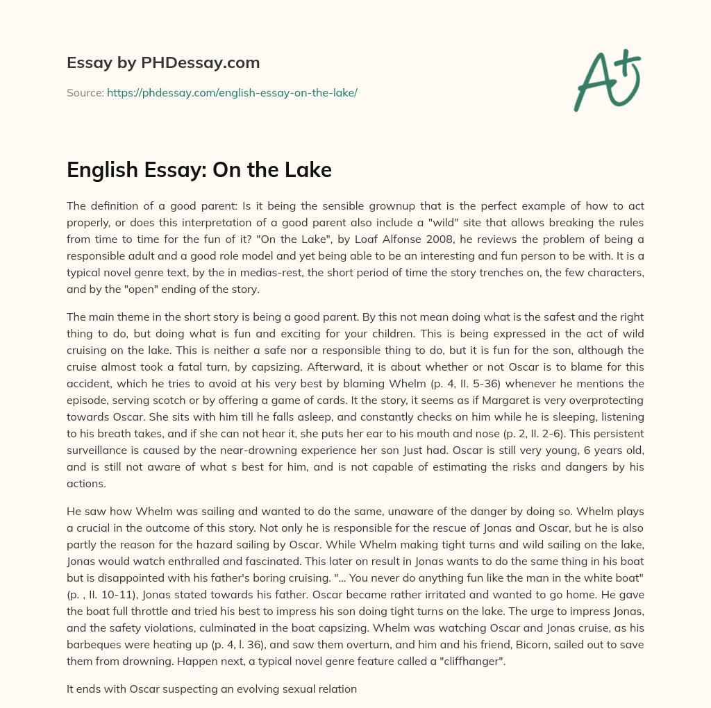English Essay: On the Lake essay