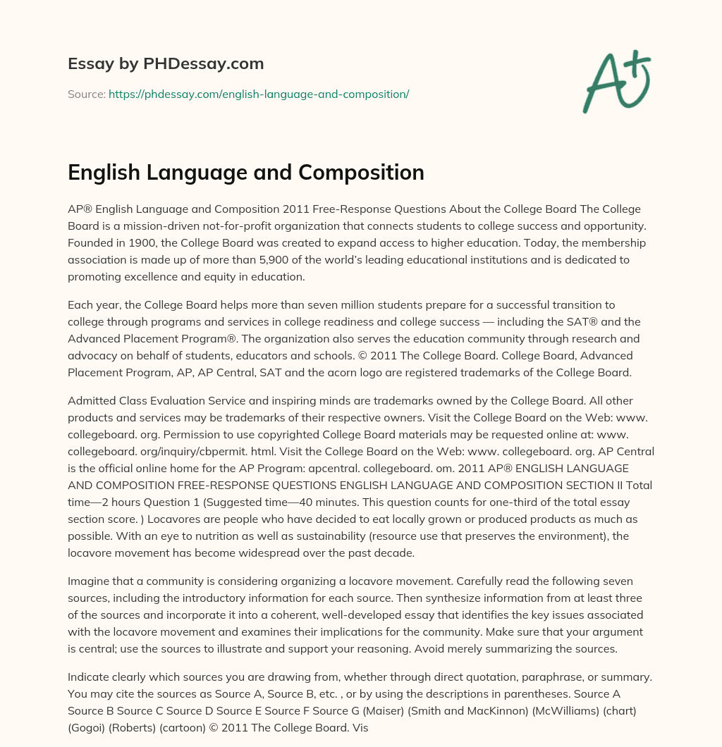 English Language and Composition essay