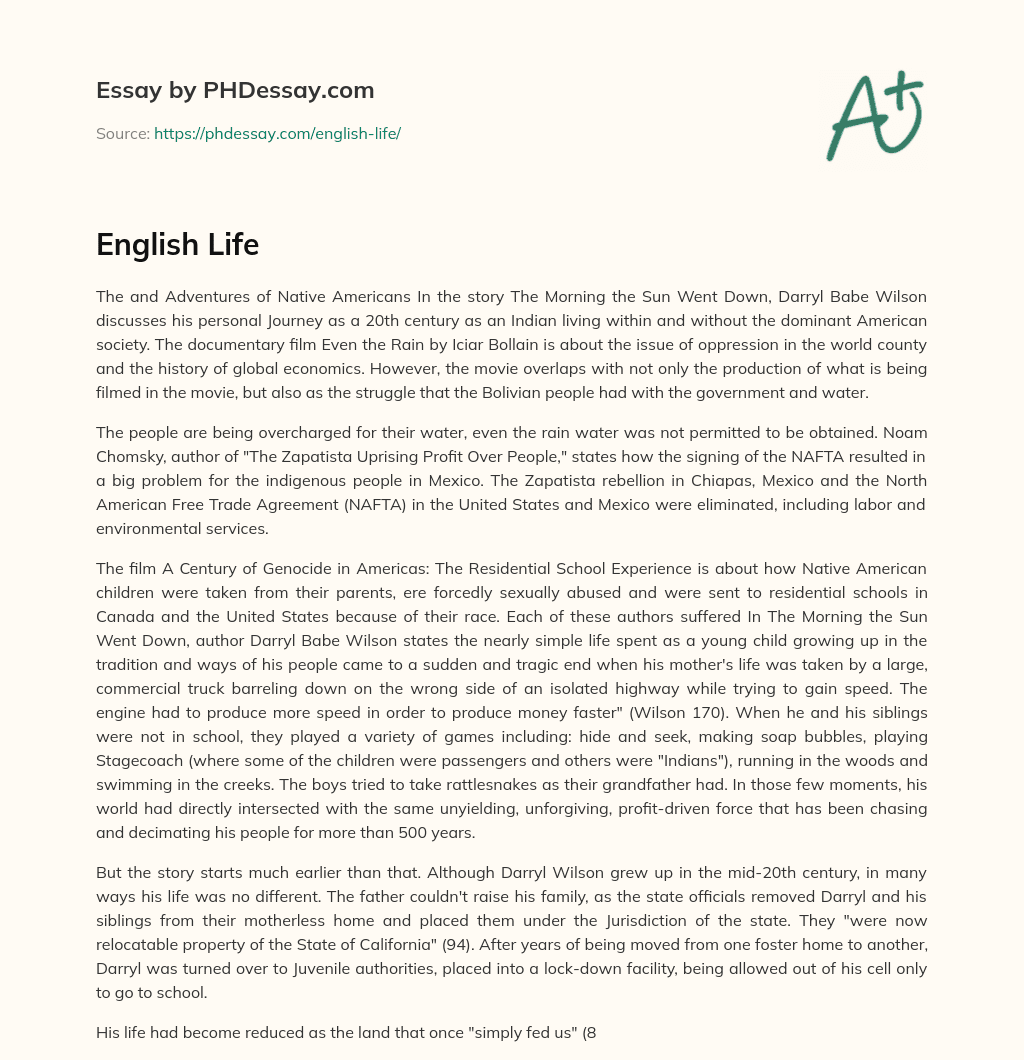 English Life essay