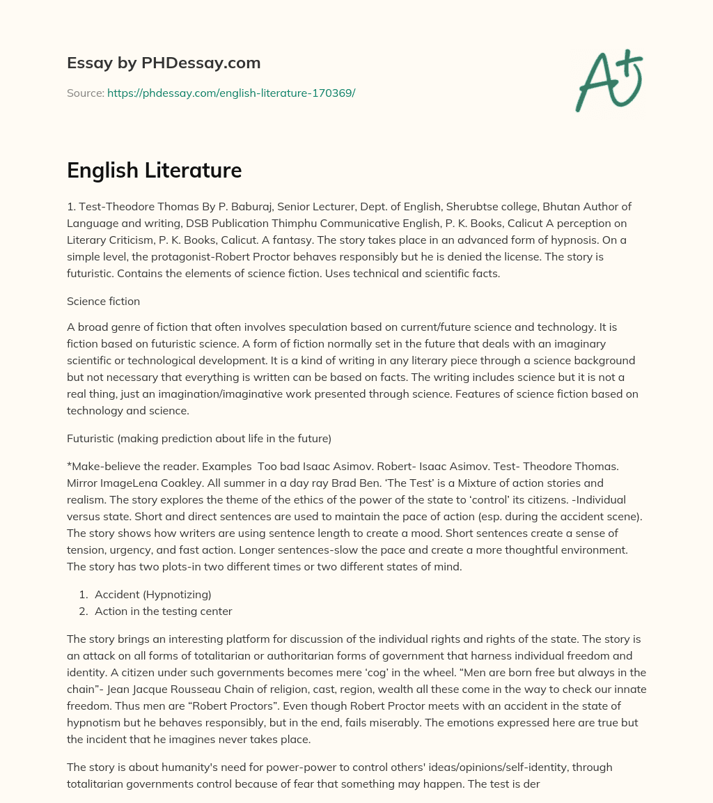 English Literature essay