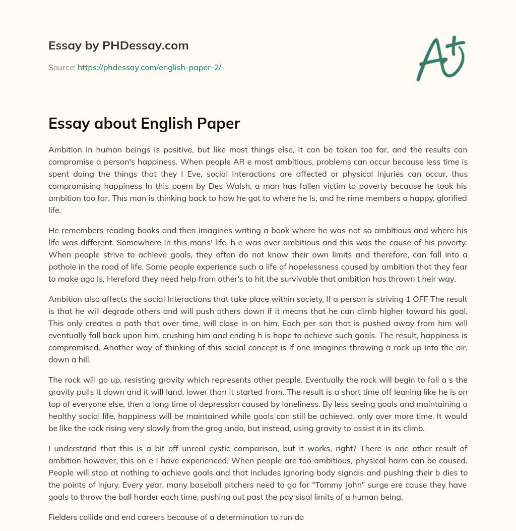 Essay about English Paper essay