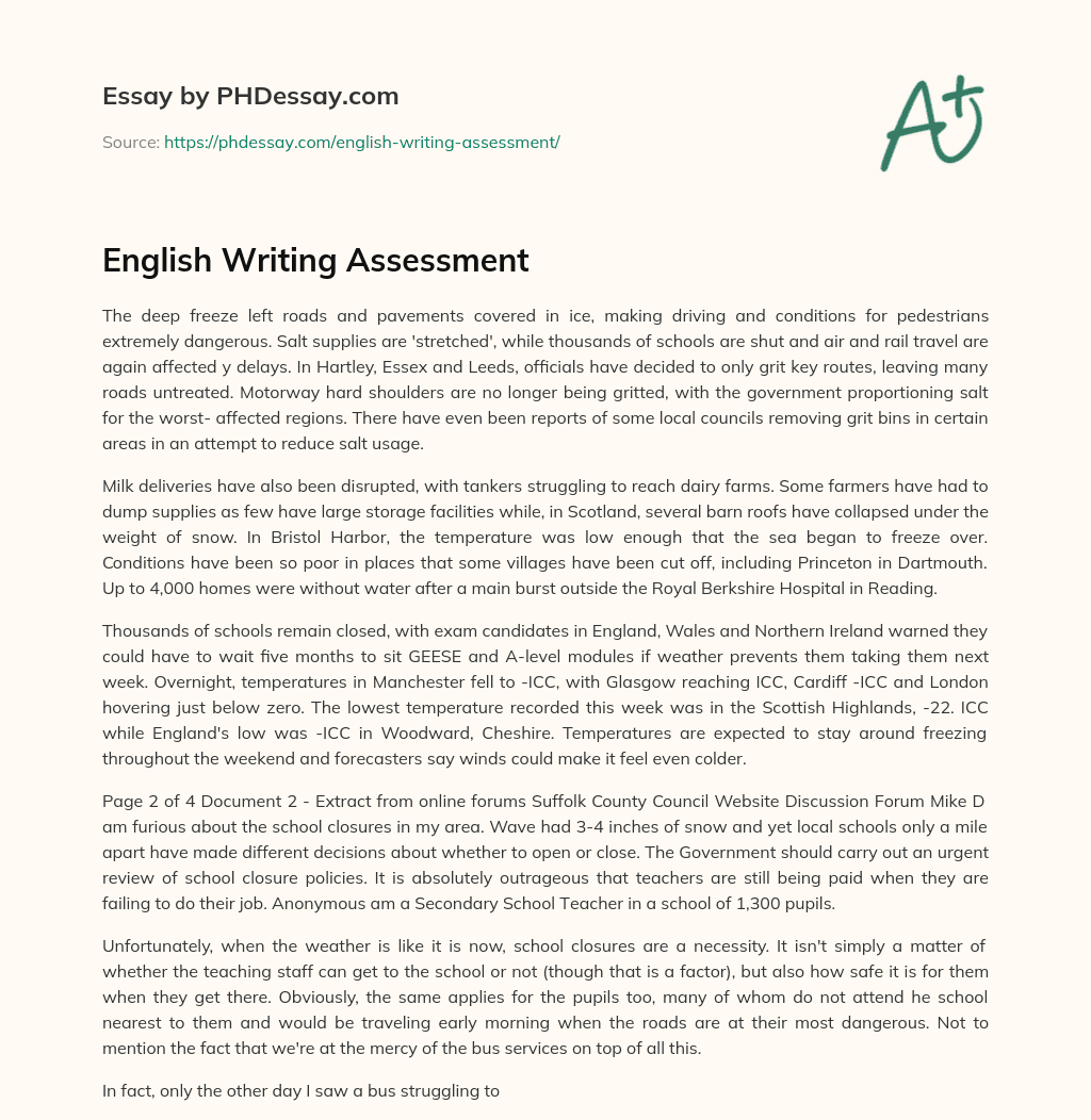 assessment of essay writing