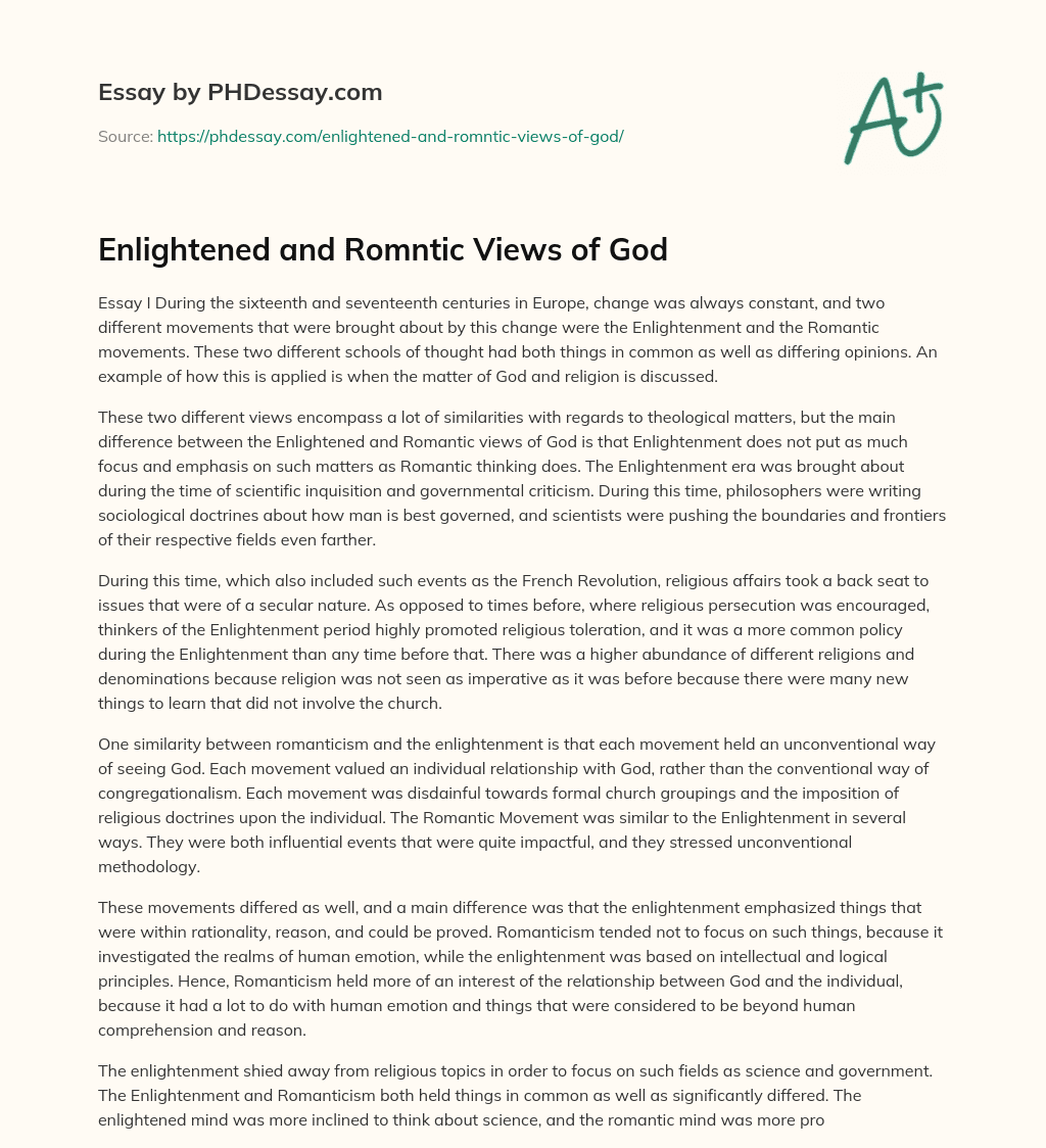 Enlightened and Romntic Views of God essay