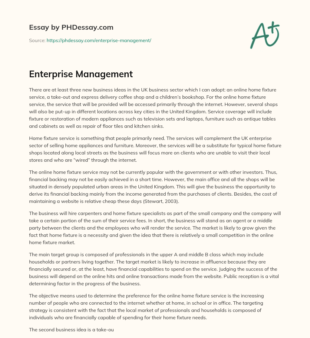 Enterprise Management essay