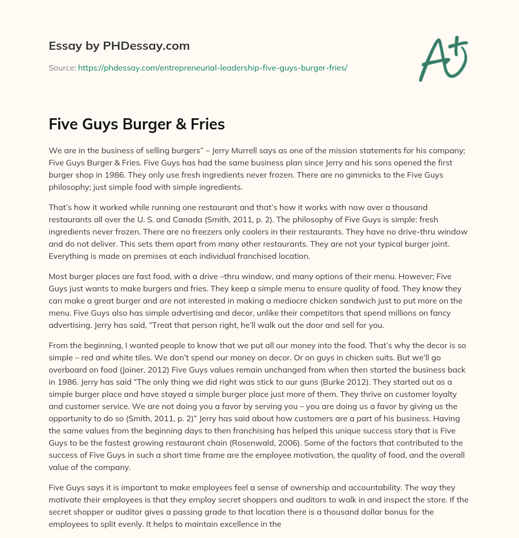 Five Guys Burger & Fries essay