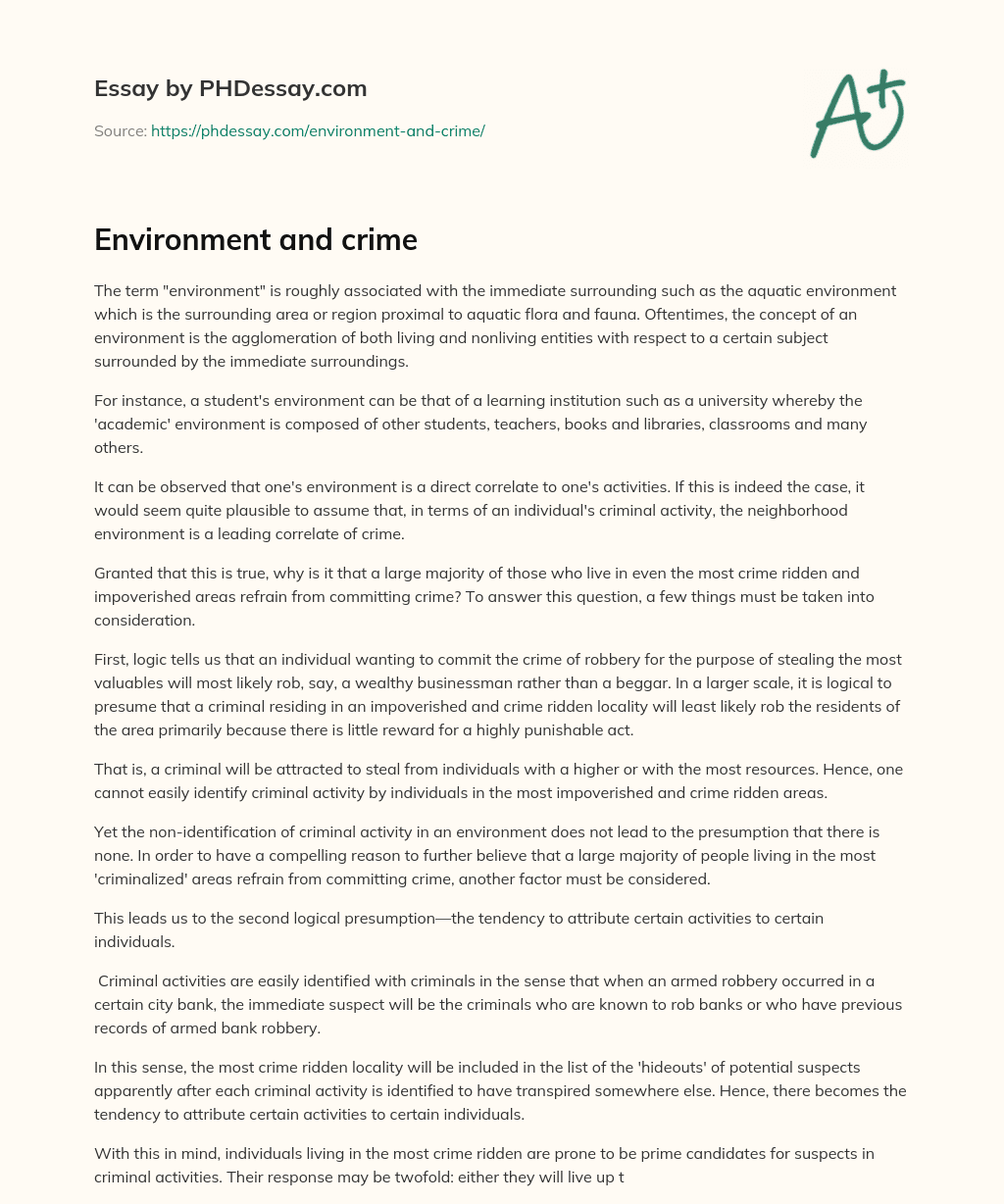 Environment and crime essay