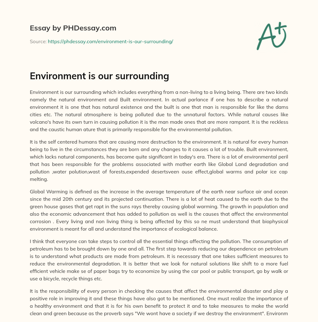 Environment is our surrounding essay